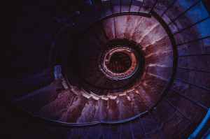 brown spiral staircase