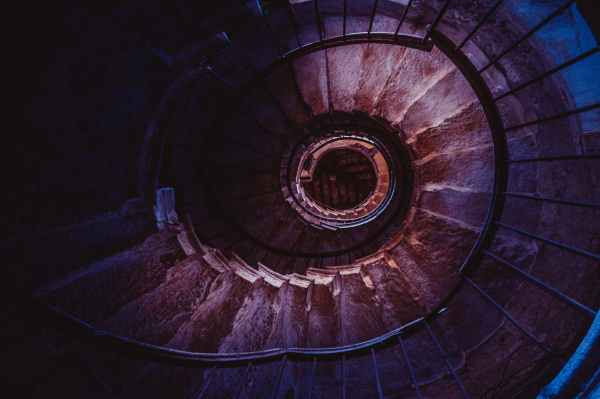brown spiral staircase