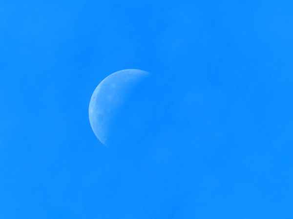 sky clouds blue half moon