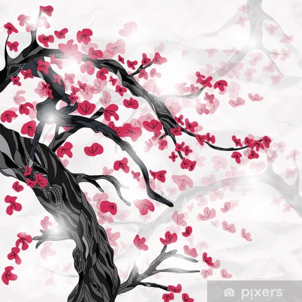 cherry blossom in spring ispired by japanese painting